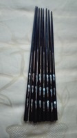 4 pár fekete festett, gyöngyház berakású japán evőpálcika