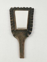 Art Deco kézi tükör / antik pipere tükör / fésülködő / bronz vagy réz / csiszolt üveg