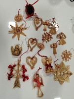 Straw Christmas tree decorations - handmade