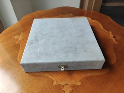 Silver gray velvet plaque medal award jewelry etc. Decorative box, large size