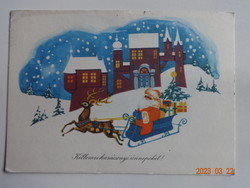 Old graphic Christmas greeting card, drawing by Stella Lazetzky