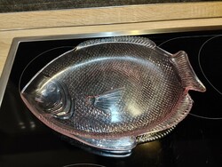 Flounder-shaped tray made of plastic, retro antique