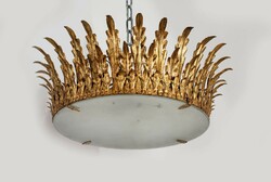 Sun-shaped chandelier / ceiling chandelier with gilded bronze frame