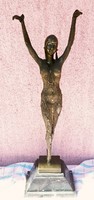 Prima donna. Exotic dancer statue from France, on a bronze, marble plinth.