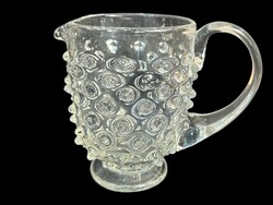 XIX. századi Biedermeier bütykös hutaüveg kancsó ritka ! különleges forma ! antik üveg kiöntő