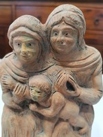 Máté Cseszkó's unique terracotta artwork from Vásárhely. Anna and Mary with baby Jesus. 100 years old