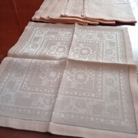 Antique silk damask napkins 6 pieces, 34 x 32 cm