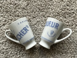 2db Becher Liqueur (Carlsbad) röviditalos likörős pohár, Karlovy Vary,Czechoslovakia