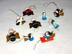 9 Pieces of old, hand-painted wooden Christmas tree decoration 64.