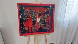 (K) Special abstract painting, picture 66x57 cm with frame