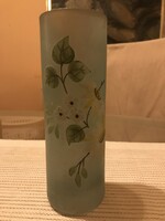 Painted glass vase with a marathon surface
