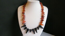 Carnelian and black agate necklace