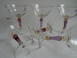 6 db. új,  lila-arany  NAGEL elelgáns  pohár, pezsgős pohár.