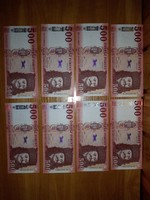 8db 500 forint hajtatlan bankjegy, 2018 (EG,EH,EK,EE)