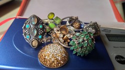3 napig!! 46,1 gr jelzett ezüst különleges( smaragd,labradorit,swarovski..)ékszer csomag