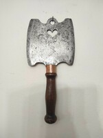 Antique meat cleaver kitchen tool heart motif wrought iron butcher's cleaver with handle 439 7381
