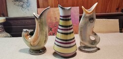 3 Pcs, retro luster glazed applied art ceramics, pcs/price (m21/2)