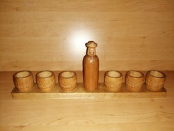 Antique craftsman wood carving with outlaw shaped bottle glasses all fixed! (30/D)