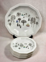 Rosenthal német porcelán,6személyes süteményes készlet,stúdió darabok /Rut Bryk finn keramikus terve