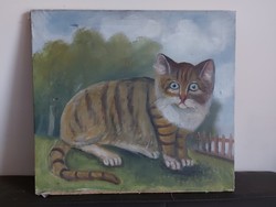 Unsigned painting - cat - 490