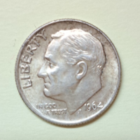 1964.  USA ezüst Roosevelt 1 dime F/2