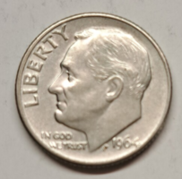 1964.. USA ezüst Roosevelt 1 dime F/4