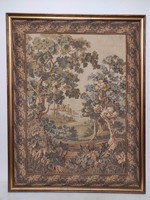 Antique wall tapestry in frame landscape castle park 437 7371