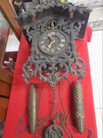 Antique German, germay xviii.Century wood-carved authentic cuckoo wall clock with chain and striking. 66 Cm with pendulum.