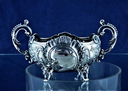 Very nice, antique, silver sugar bowl with sugar tongs, German, ca. 1890!!!