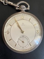 Beautiful antique silver omega pocket watch with chain