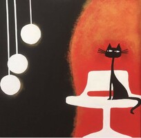 Modern cat painting - maybe this cat will smile in your home?