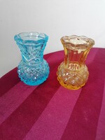 2 db mini színes üveg Ibolya váza
