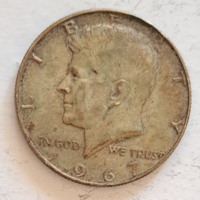 1967. USA ezüst Kennedy fél dollár F/B