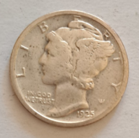 1925. USA ezüst Mercury 1 dime F/7