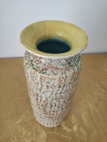 Festett mázas, repesztett kerámia váza
