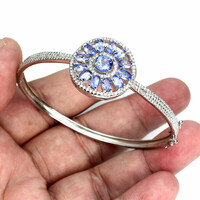 Year-end sale! 925 sterling silver bracelet with genuine tanzanite gemstone
