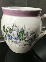 Antique porcelain cup with a blue flower pattern, 13.5 cm high