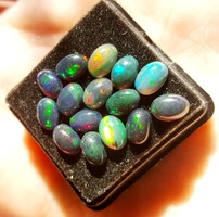 4X6 mm cabochon black precious opal gems from Ethiopia!