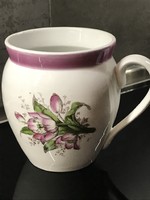 Antique porcelain cup with tulip pattern, 14 cm high