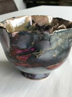 Jakab Bori porcelain bowl with iridescent colors, 12 cm diameter