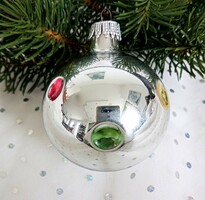 Soproni üveg homorú pöttyös gömb karácsonyfa dísz 6.5-7cm