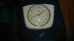 Midcentury junghans exacta mechanical porcelain flat watch with key - small porcelain flaw on the rim