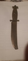 1933 Gödöllő scout jamboree bronze dagger. The end of the blade is broken with deer decoration and a Hungarian inscription