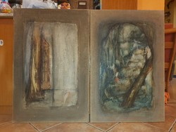 Győri István (1957-), 2 db festmény, olaj, vászon, 60x90 cm