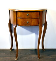 Semi-circular console table with 2 drawers in Chippendale style