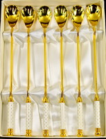 Beautiful gilded porcelain cocktail mixing spoon set with inserts!
