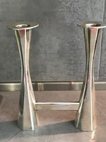Silver-plated double candle holder, 21 cm high