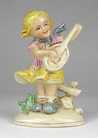 1M887 Régi német gitározó szőke lány porcelán figura