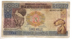 5000 francs frank 1985 Guinea