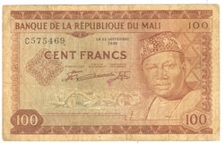 100 frank francs 1960 Mali Ritka